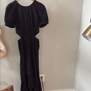 Madewell Black Midi Dress with Puff Sleeves